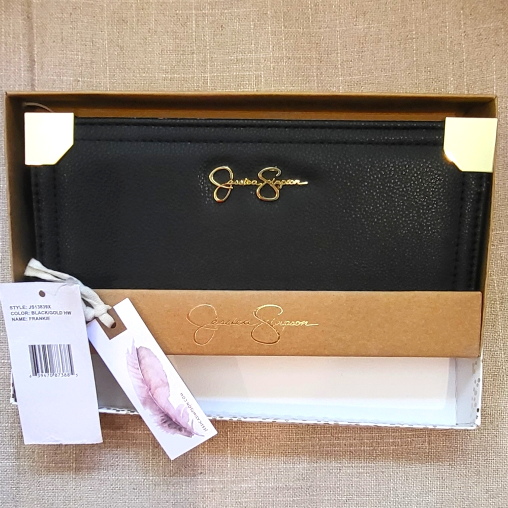 Jessica Simpson Frankie Wallet Black and Gold